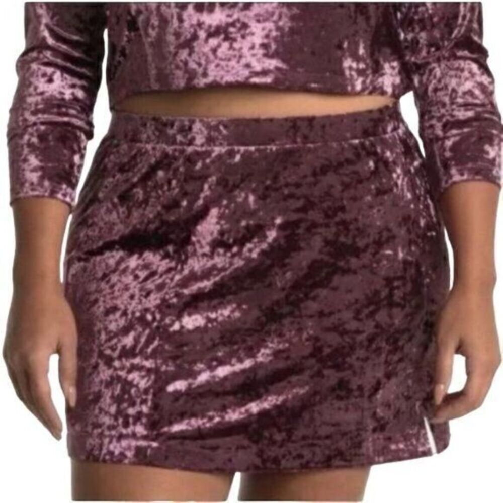 Abound Purple Crushed Velvet Velour Mini Skirt Large New